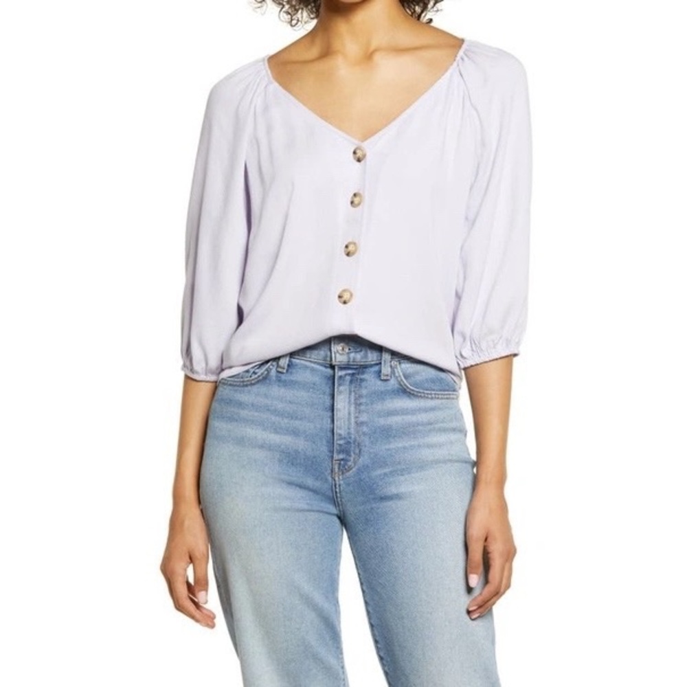 Sanctuary Modern Front Button Blouse In Light Heater Purple